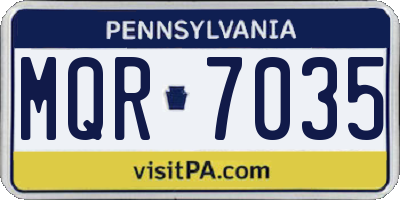 PA license plate MQR7035