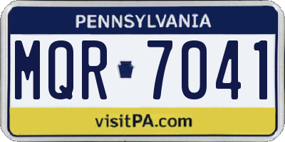 PA license plate MQR7041