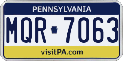 PA license plate MQR7063
