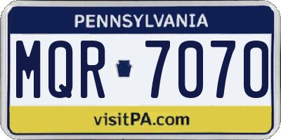 PA license plate MQR7070