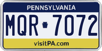 PA license plate MQR7072