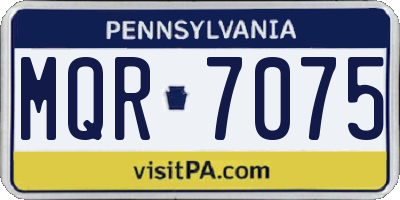 PA license plate MQR7075