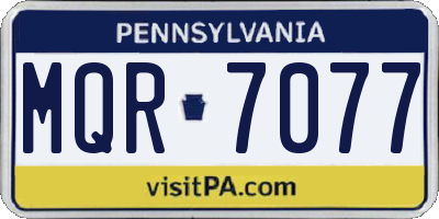 PA license plate MQR7077