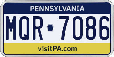 PA license plate MQR7086