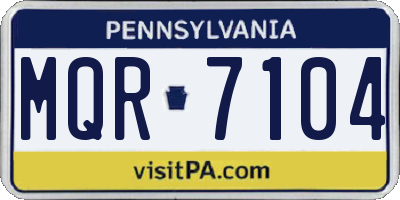 PA license plate MQR7104
