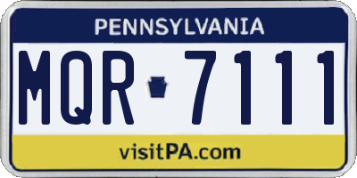 PA license plate MQR7111