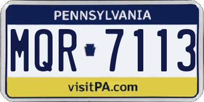 PA license plate MQR7113
