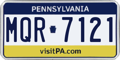 PA license plate MQR7121
