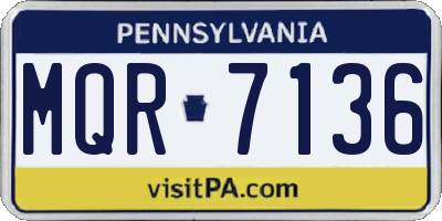 PA license plate MQR7136