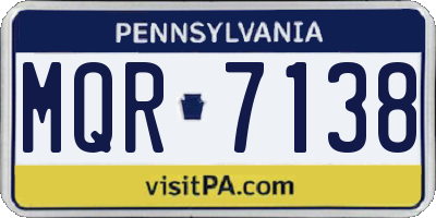 PA license plate MQR7138