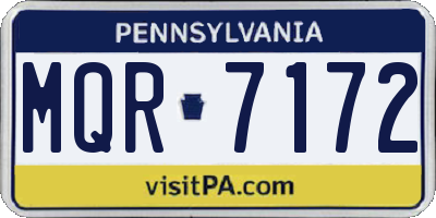 PA license plate MQR7172