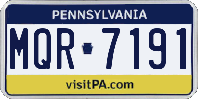 PA license plate MQR7191