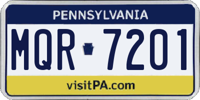 PA license plate MQR7201