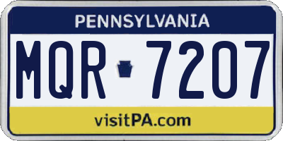 PA license plate MQR7207