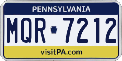PA license plate MQR7212