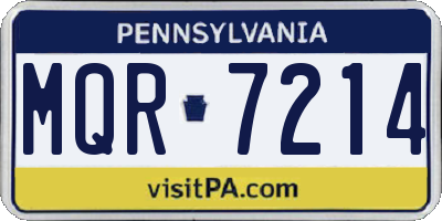 PA license plate MQR7214