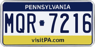 PA license plate MQR7216