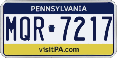 PA license plate MQR7217