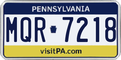 PA license plate MQR7218