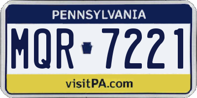 PA license plate MQR7221
