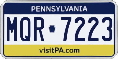 PA license plate MQR7223