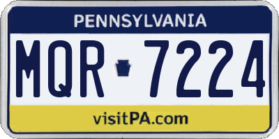 PA license plate MQR7224