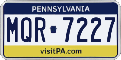 PA license plate MQR7227