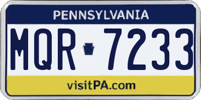 PA license plate MQR7233