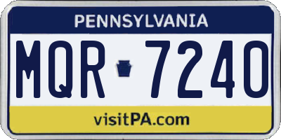 PA license plate MQR7240