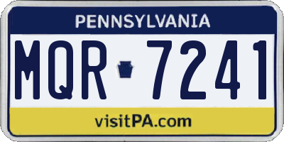 PA license plate MQR7241
