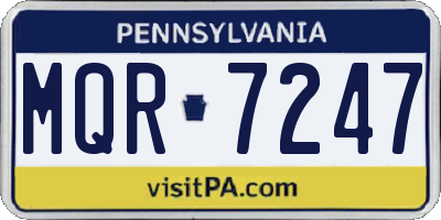 PA license plate MQR7247