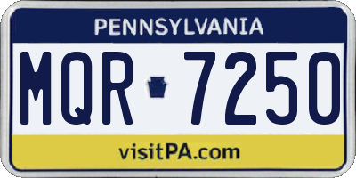 PA license plate MQR7250