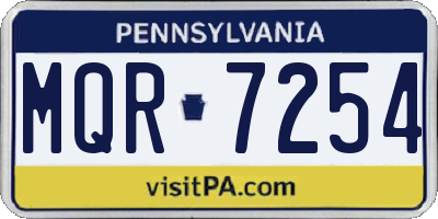 PA license plate MQR7254