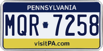 PA license plate MQR7258