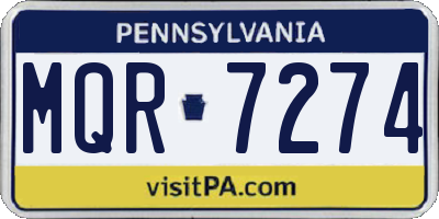 PA license plate MQR7274