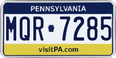 PA license plate MQR7285