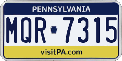 PA license plate MQR7315