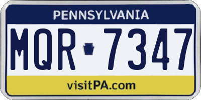 PA license plate MQR7347