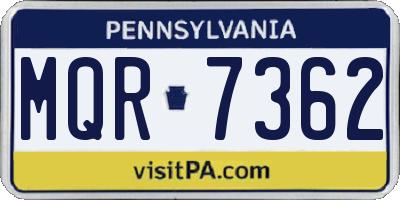 PA license plate MQR7362