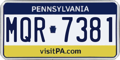 PA license plate MQR7381