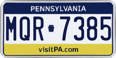 PA license plate MQR7385