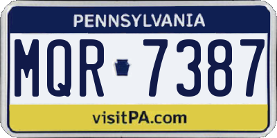 PA license plate MQR7387