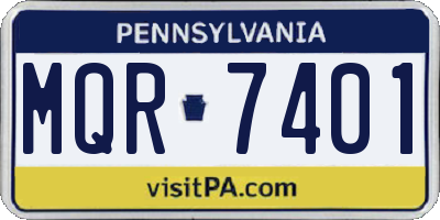 PA license plate MQR7401