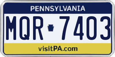 PA license plate MQR7403