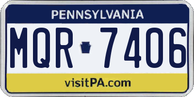 PA license plate MQR7406