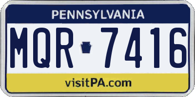 PA license plate MQR7416