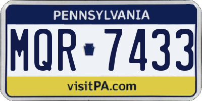 PA license plate MQR7433