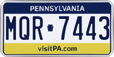 PA license plate MQR7443
