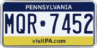 PA license plate MQR7452