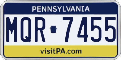 PA license plate MQR7455